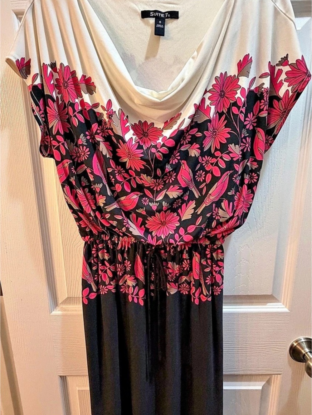 Suite 7 Floral Midi Dress in Black & Pink Size 6